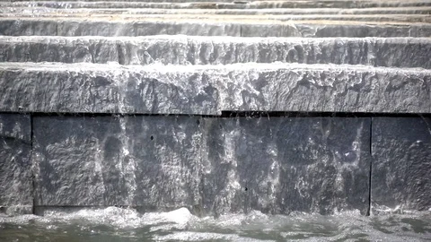 Waterfall from stone stairs 1 Stock Footage 92856746