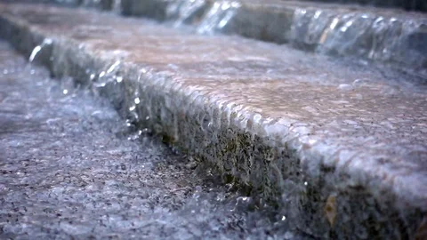 Waterfall from stone stairs 3 Stock Footage 92857585