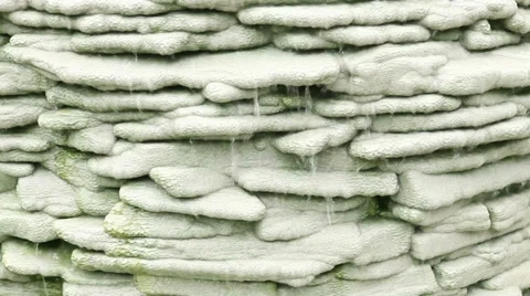 Waterfall on stone wall Stock Footage 36566063