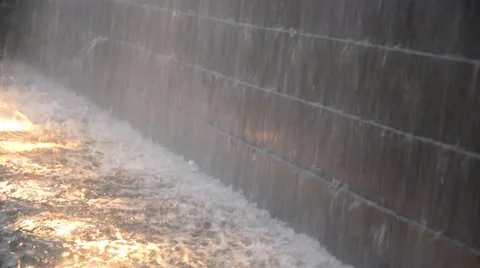 Waterfall on stone wall Stock Footage 60371716