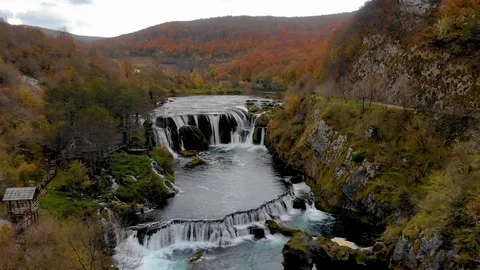 Waterfall Strabacki Buk in Bihac Stock Footage 100619224