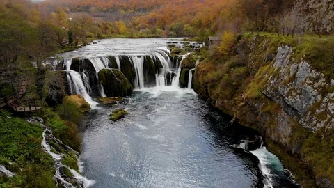Waterfall Strbacki Buk in Bihac Stock Footage 100619619
