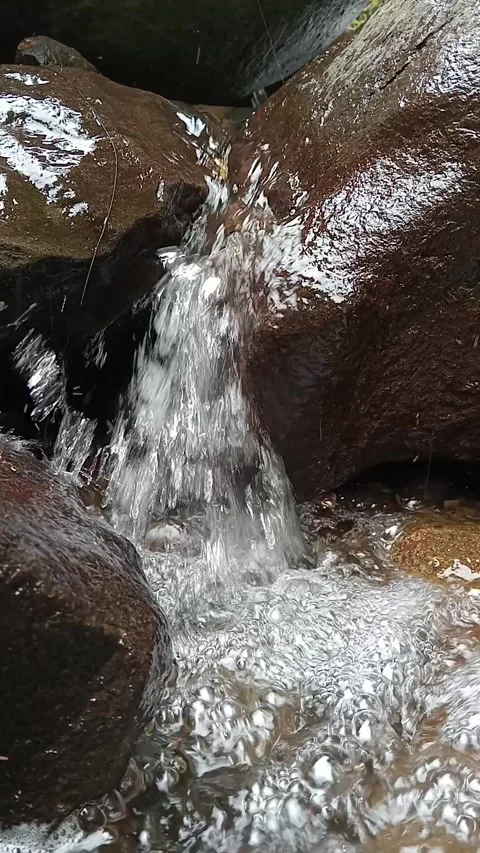 Waterfall Stream Flow Over Rocks Natural Fresh Water Scene Stock Footage 330576730