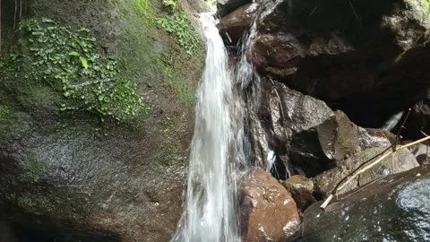 Waterfall Stream Flow Over Rocks Forest Close Up Detail Stock Footage 330590454