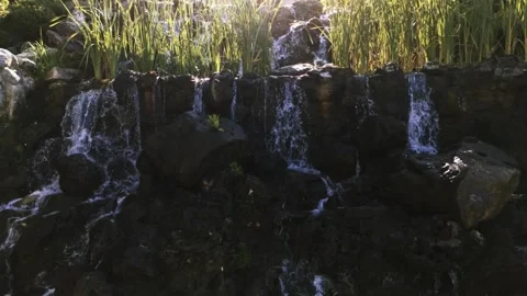 Waterfall from the stream to the lake of the mansion Video stock 138113110