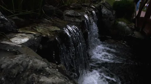 Waterfall from the stream to the lake of the mansion Video stock 138113120