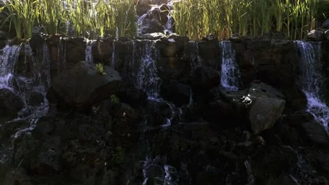 Waterfall from the stream to the lake of the mansion Video stock 138113230