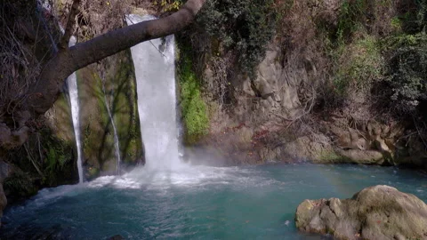Waterfall Stream Scenic Wide Angle Natural Blue Green Landscape 스톡 동영상 297864199