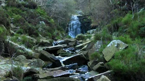 Waterfall &amp; Stream tilt down 1 140112 Video stock 10678010