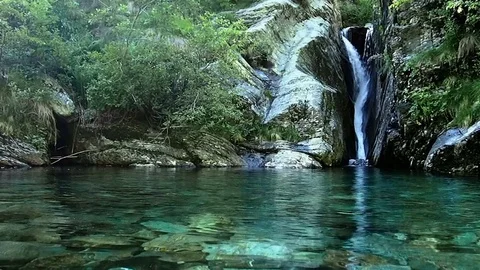 Waterfall with stream in Val Grande Video stock 80432611