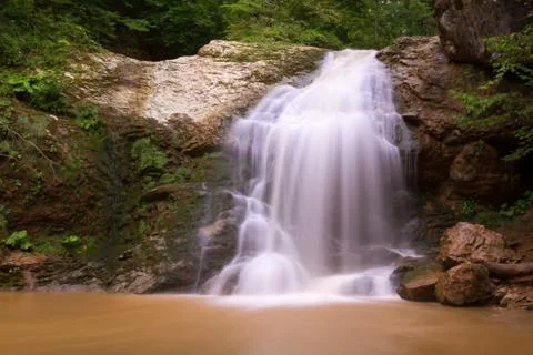 Waterfall summer forest Stock Photos
