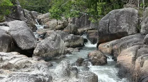 Waterfall in summer mountain Stock Footage 10744183