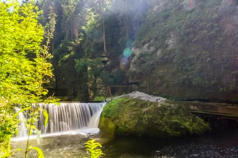 Waterfall in the sun Stock Photos