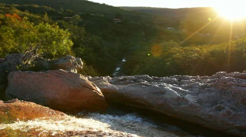Waterfall sunset - Chapada Diamantina Stock Footage 40775162