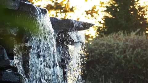 Waterfall Sunset Closeup Stock Footage 69757153