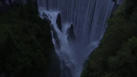 Waterfall at sunset, dark mood. Stock Footage 78010032