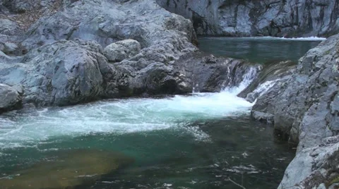 Waterfall surrounded by Cliffs Stock Footage 30101040