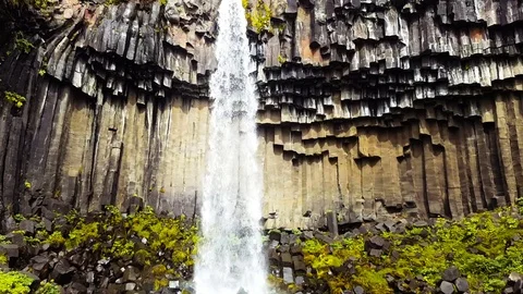 Waterfall Svartifoss in Iceland Stock Footage 74091884