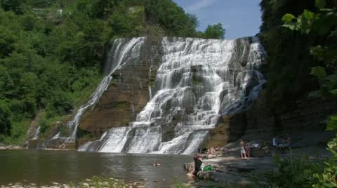 Waterfall with Swimmers 2 動画素材 11364458