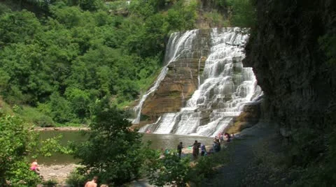 Waterfall with Swimmers, Long Shot 動画素材 11365271
