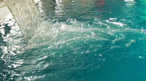 WaterFall in swimming pool Stock Footage 33737166