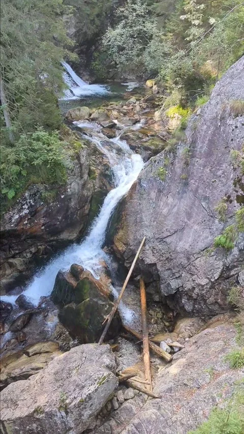 Waterfall in  Tatra mountains in Poland Stock Footage 288200461