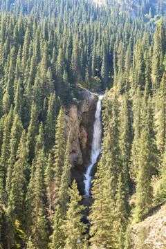 Waterfall Tears Leopard (Barsa), Barskoon gorge,  Issyk Kul region, Kyrgyzsta Stock Photos