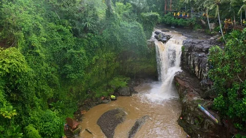 Waterfall Tegenungan ,surrounded by rainforest. Stock Footage 128442191