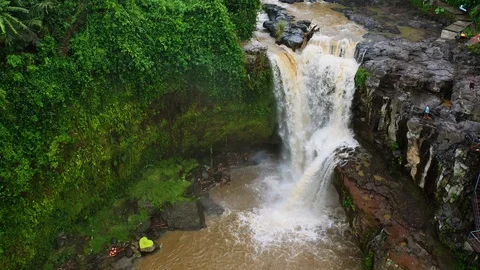 Waterfall Tegenungan ,surrounded by rainforest. Stock Footage 128442198