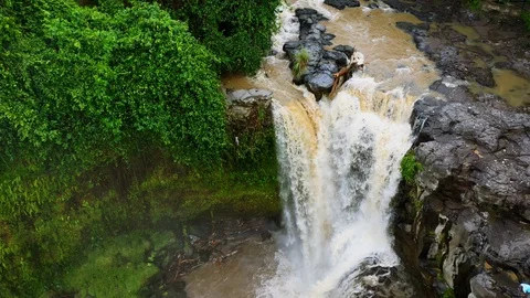 Waterfall Tegenungan ,surrounded by rainforest. Stock Footage 128445677
