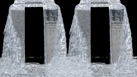 Waterfall texture loop 4K with, isolated on black Stock Footage 121806713