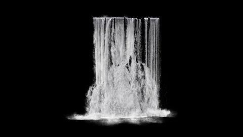 Waterfall texture seamless loop, 4k, isolated on black with alpha looped Stock Footage