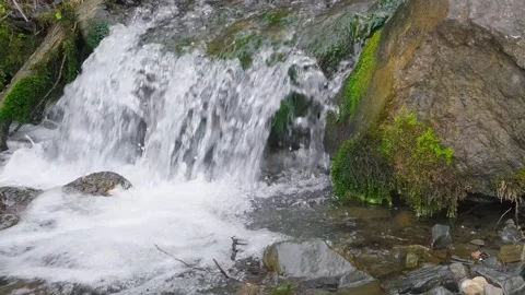 Waterfall on threshold of mountain river close-up 스톡 동영상 295037883