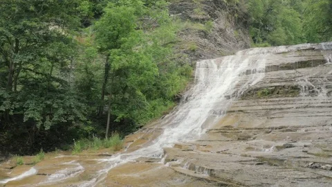 Waterfall Through Lush Forest Stock Footage 81539379