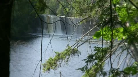 Waterfall Through Trees Stock Footage 21297359