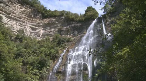 Waterfall tilt down view Stock Footage 10850091