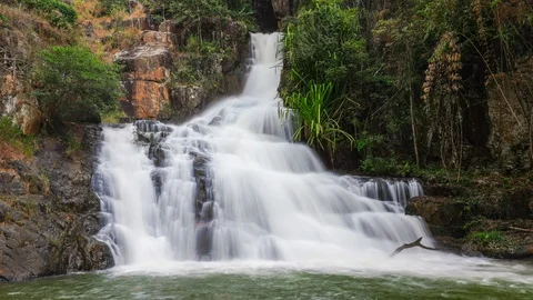 Waterfall Time Lapse at Datanla Falls, Dalat, Vietnam Stock Footage 127368192