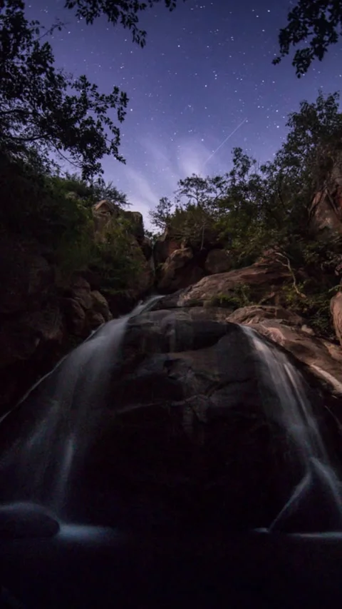 Waterfall Timelapse in Mountain Valley | Nature Scene Stock Footage 313294349