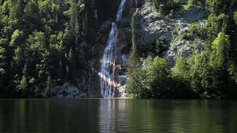 Waterfall on Toplitzsee, Austria Stock Footage 92095630