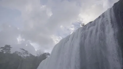 Waterfall Tracking Wide Shot Slow Mo Vídeos de archivo 83659154