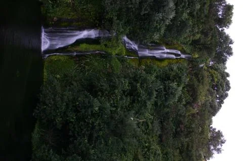 Waterfall, Trees &amp; Pond Stock-Fotos