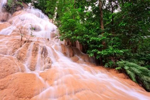 Waterfall in tropical forest Stock Photos