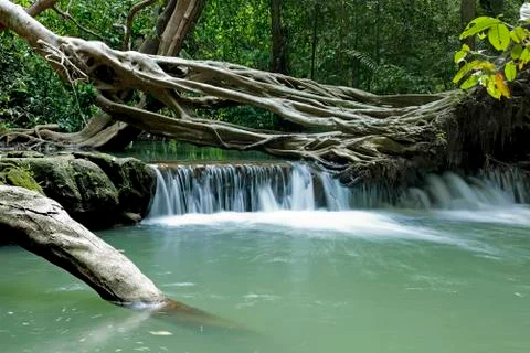 Waterfall in tropical forest Stock Photos