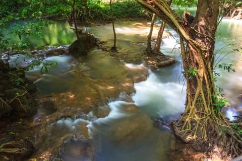 Waterfall in the tropical forest Stock Photos