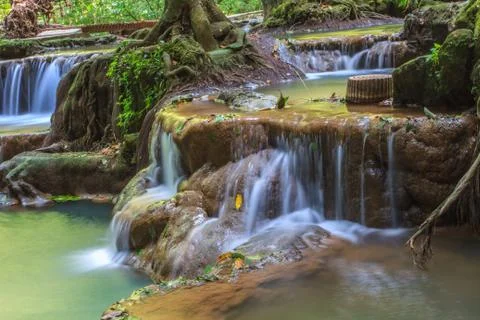 Waterfall in the tropical forest Stock Photos