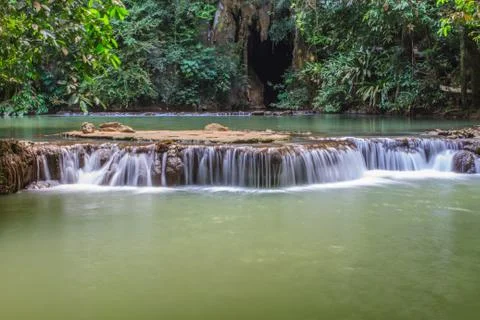 Waterfall in the tropical forest Stock Photos