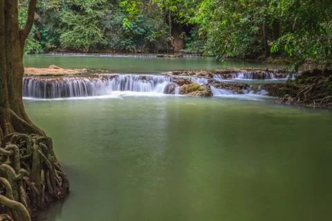 Waterfall in the tropical forest Stock Photos