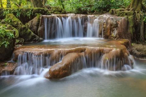 Waterfall in the tropical forest Stock Photos