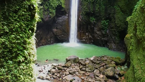 Waterfall in the tropical jungle 库存影片 251436471