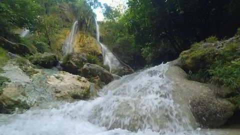 Waterfall In Tropical Jungle Forest Stock Footage 81939717